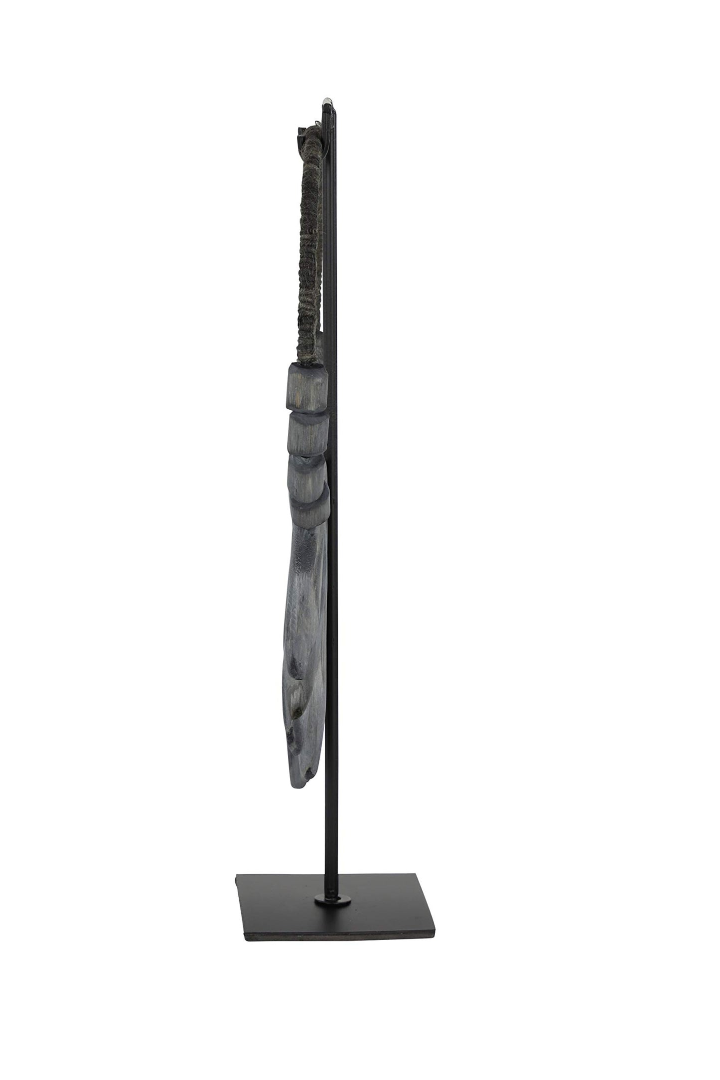 Deco 79 Teak Wood Necklace Handmade Tribal Sculpture with Stand, 10" x 5" x 21", Gray