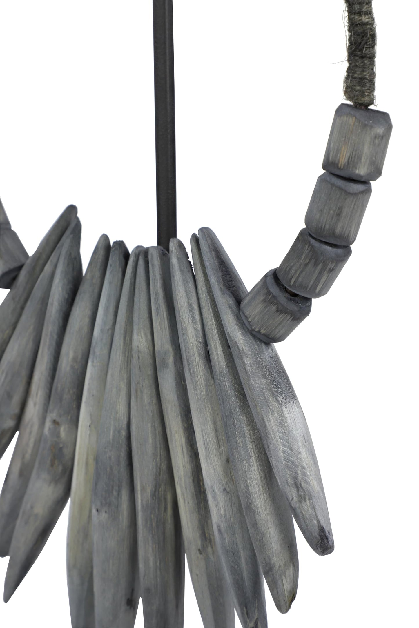 Deco 79 Teak Wood Necklace Handmade Tribal Sculpture with Stand, 10" x 5" x 21", Gray